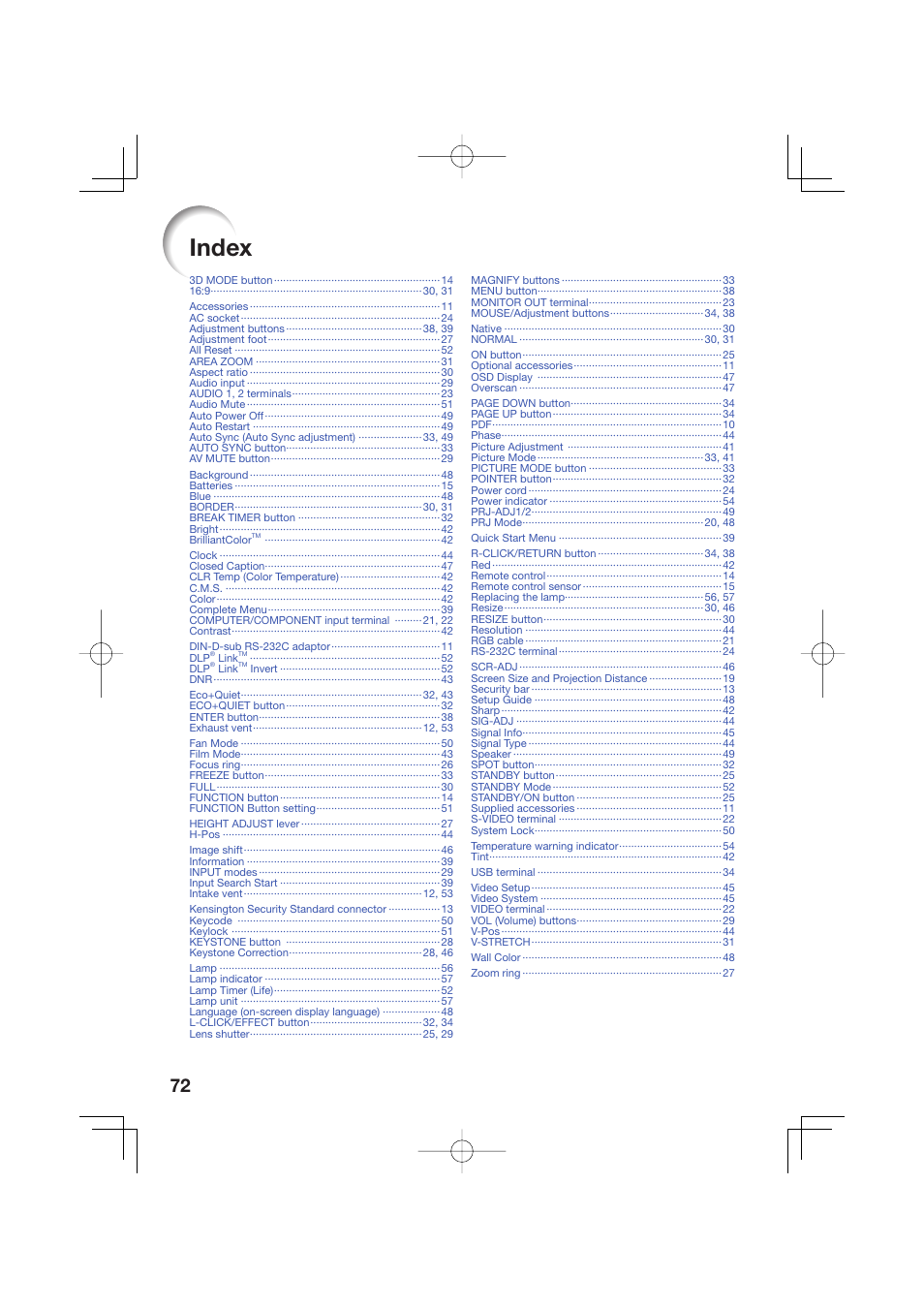 Index | Sharp Notevision XR-50S User Manual | Page 76 / 78