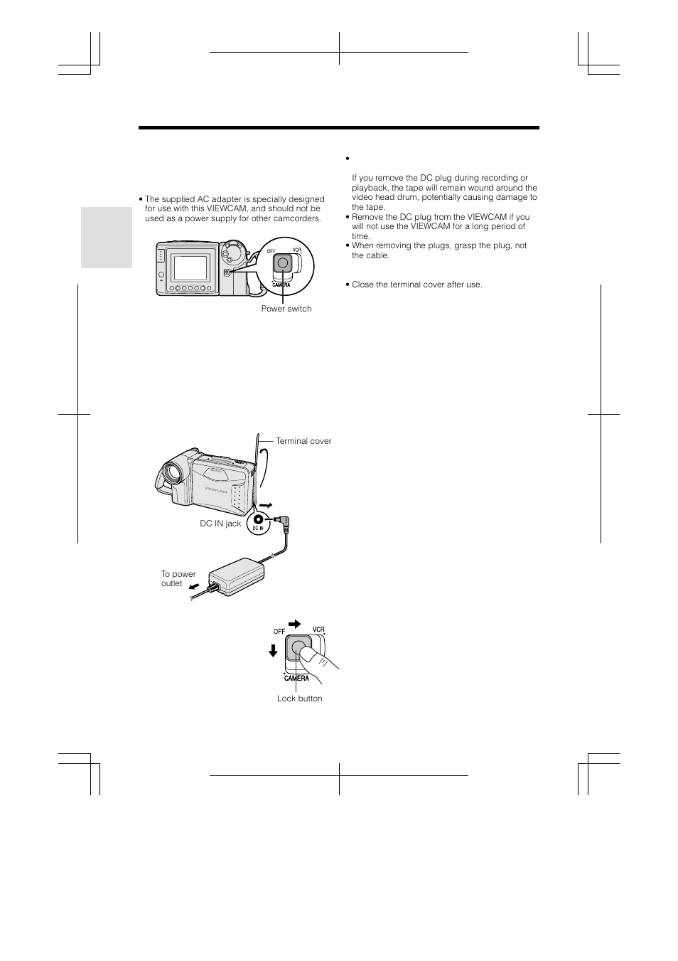 Powering the viewcam from an ac outlet | Sharp VL-AH160U User Manual | Page 18 / 80