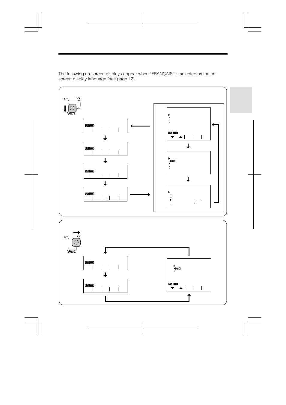 French on-screen displays, Vcr mode, Preparation | Sharp VL-AH160U User Manual | Page 23 / 80