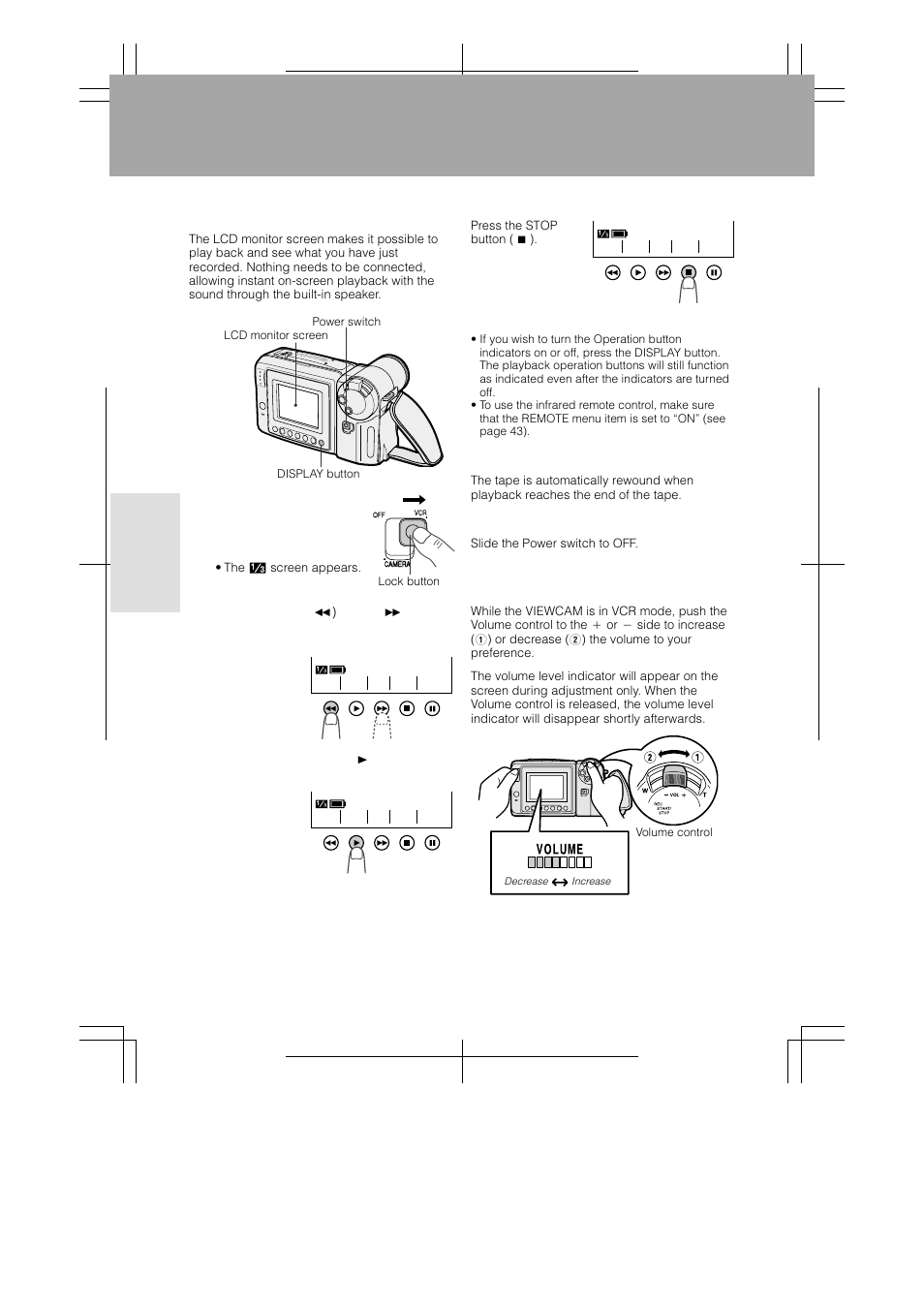 Basic operations, Playback, Volume control | Sharp VL-AH160U User Manual | Page 30 / 80