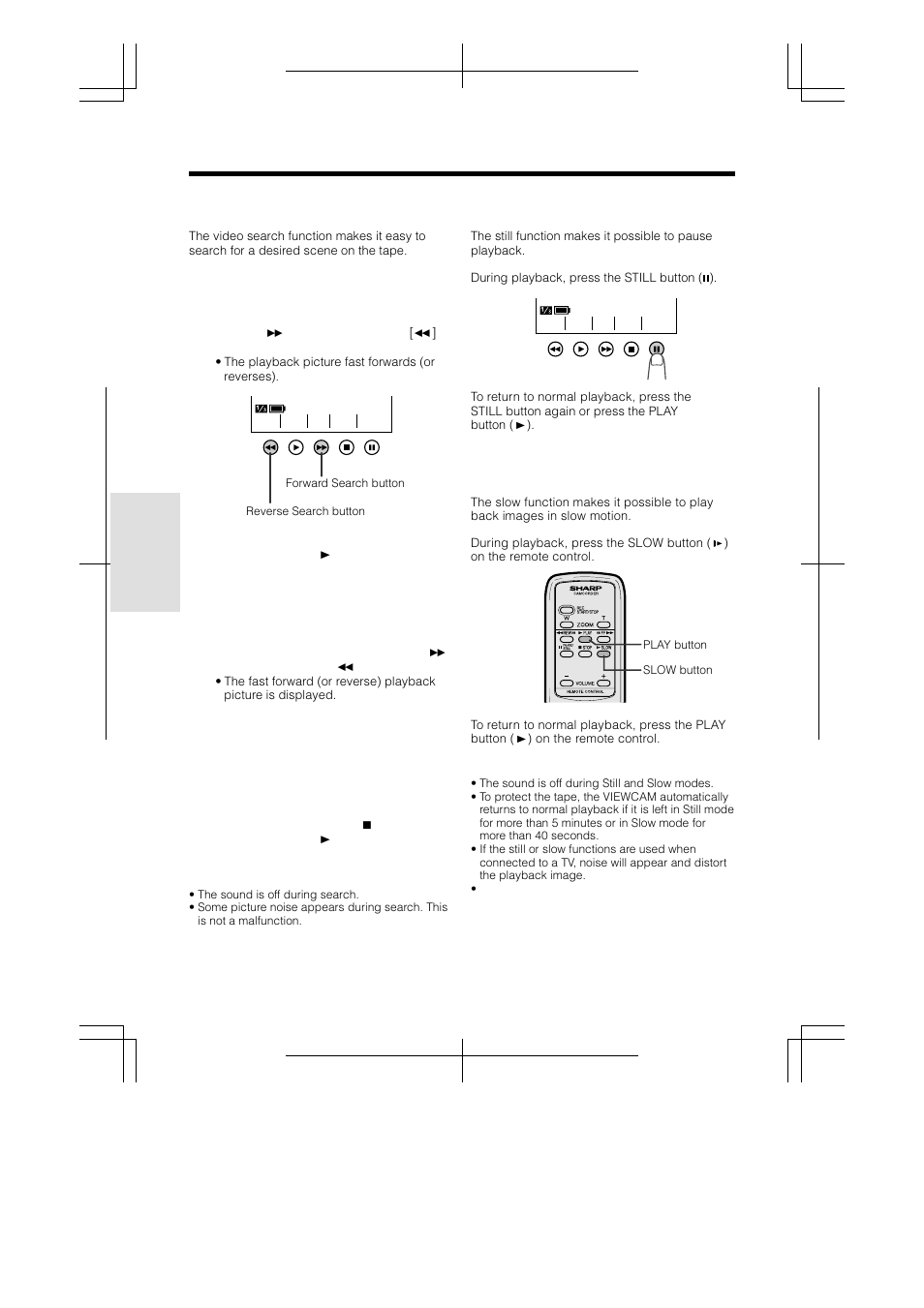 Still, Slow, Video search | Sharp VL-AH160U User Manual | Page 32 / 80