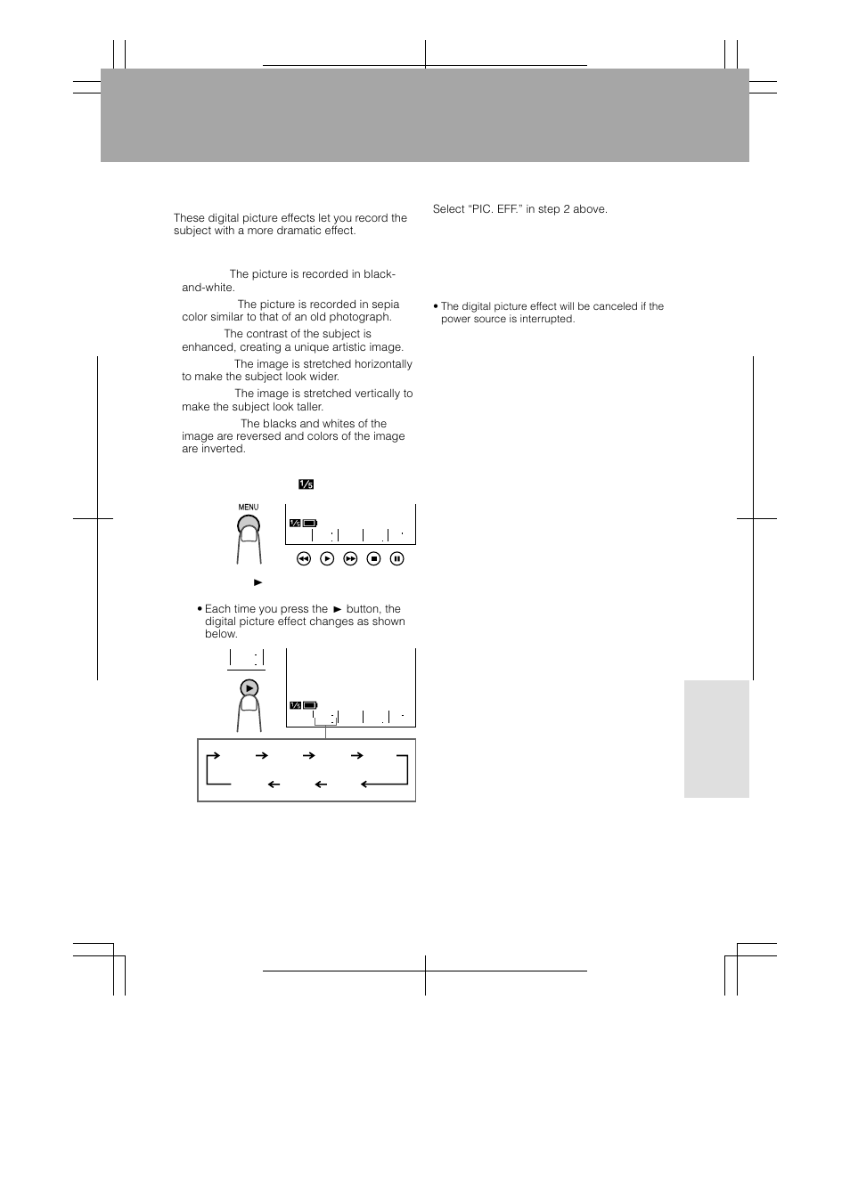 Advanced features, Digital picture effects | Sharp VL-AH160U User Manual | Page 53 / 80