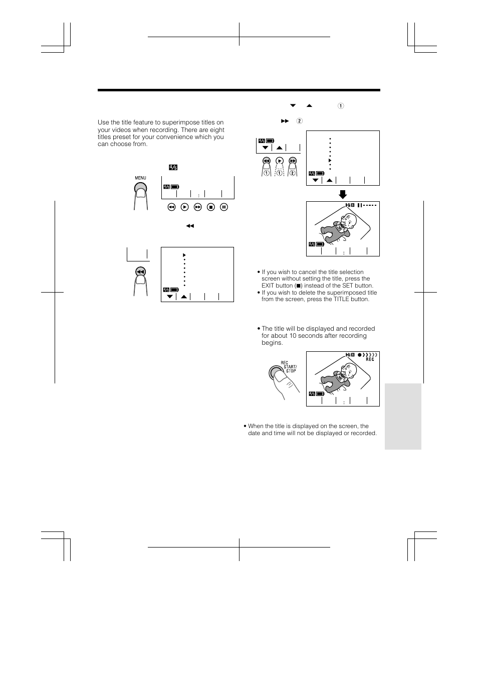 Superimposing a title | Sharp VL-AH160U User Manual | Page 55 / 80