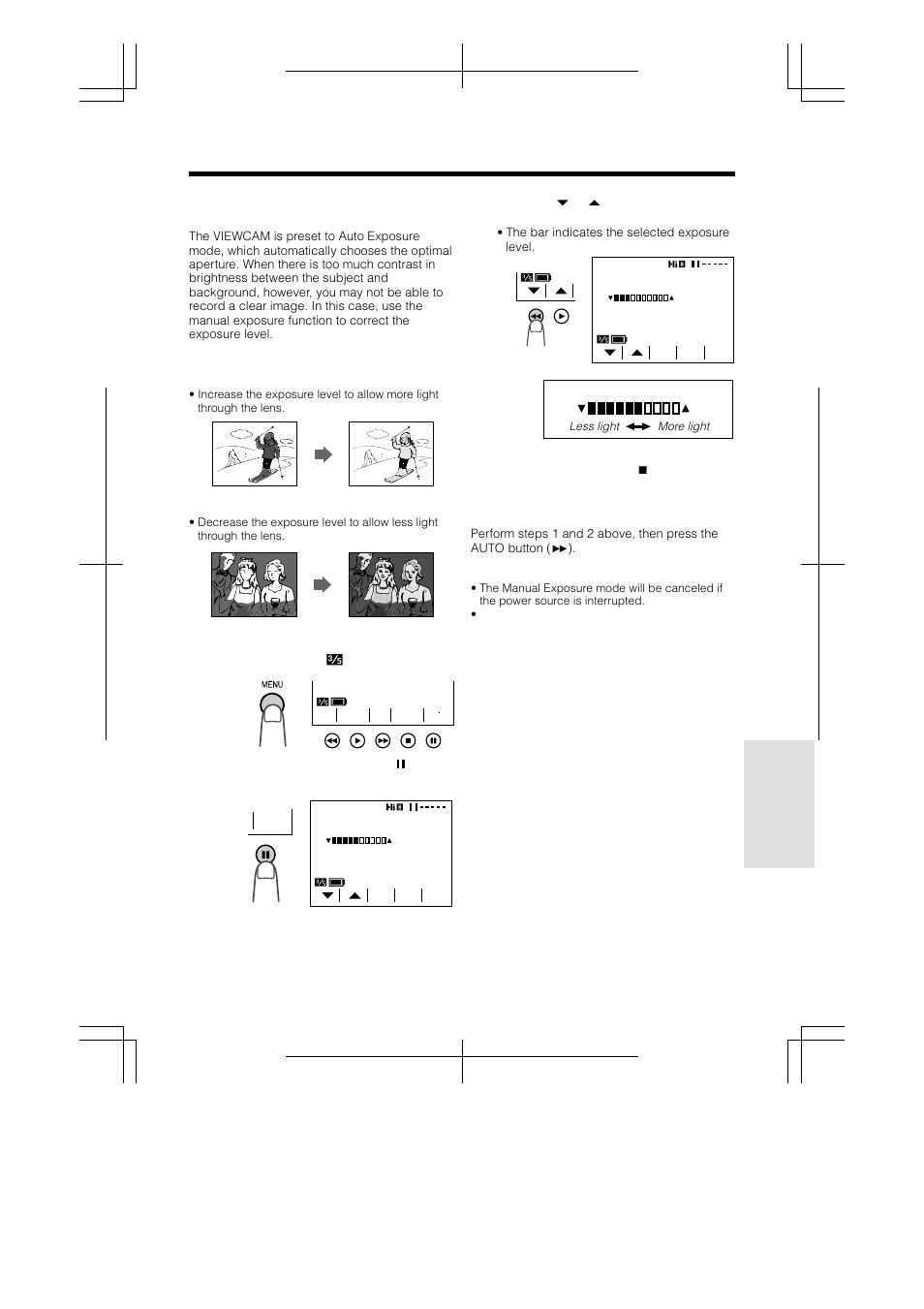 Manual exposure | Sharp VL-AH160U User Manual | Page 59 / 80