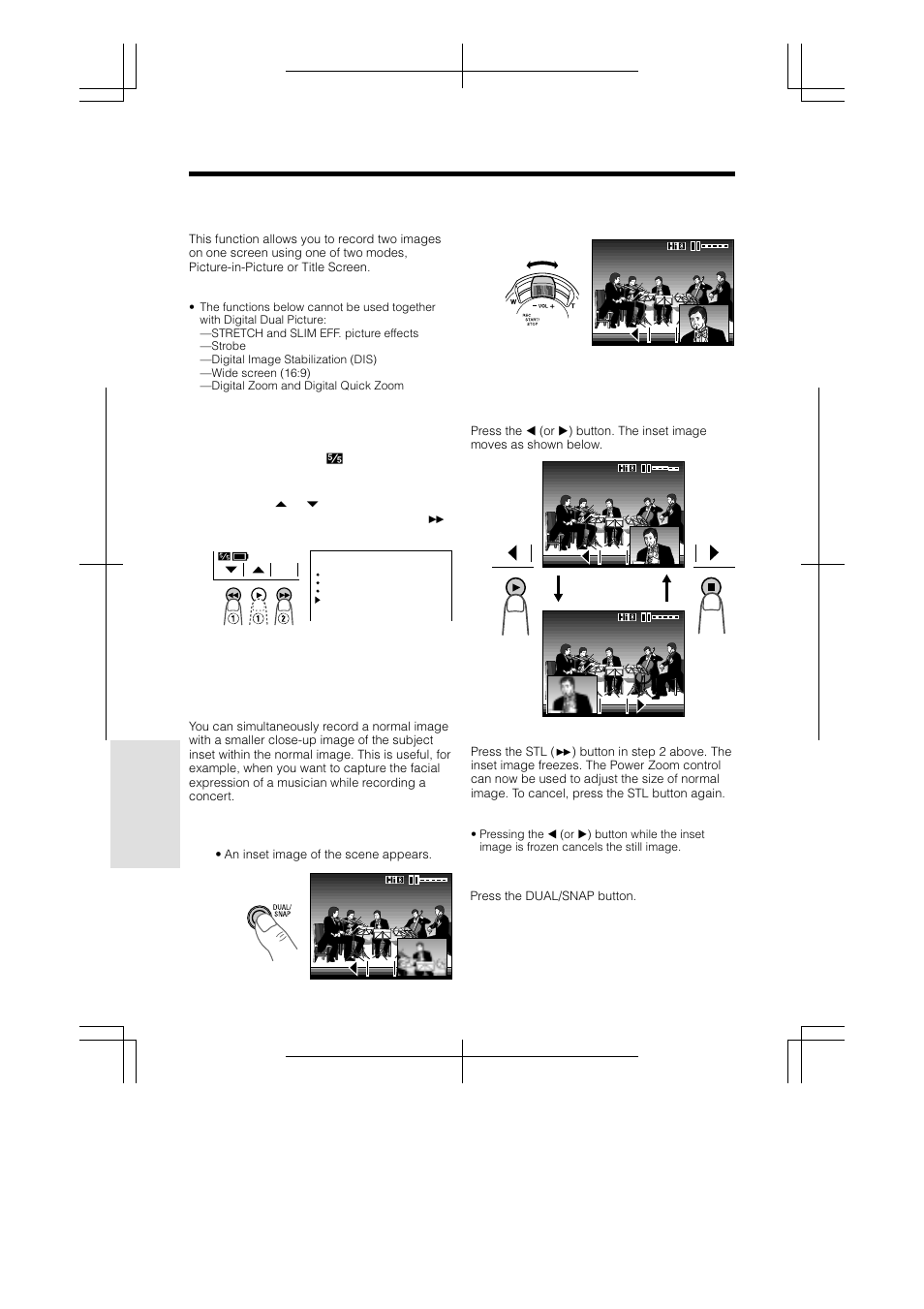 Digital dual picture, Advanced features, Selecting digital dual picture | Picture-in-picture | Sharp VL-AH160U User Manual | Page 60 / 80