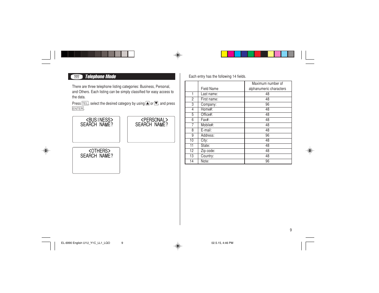 Sharp Electronic Organizer EL-6990 User Manual | Page 11 / 36