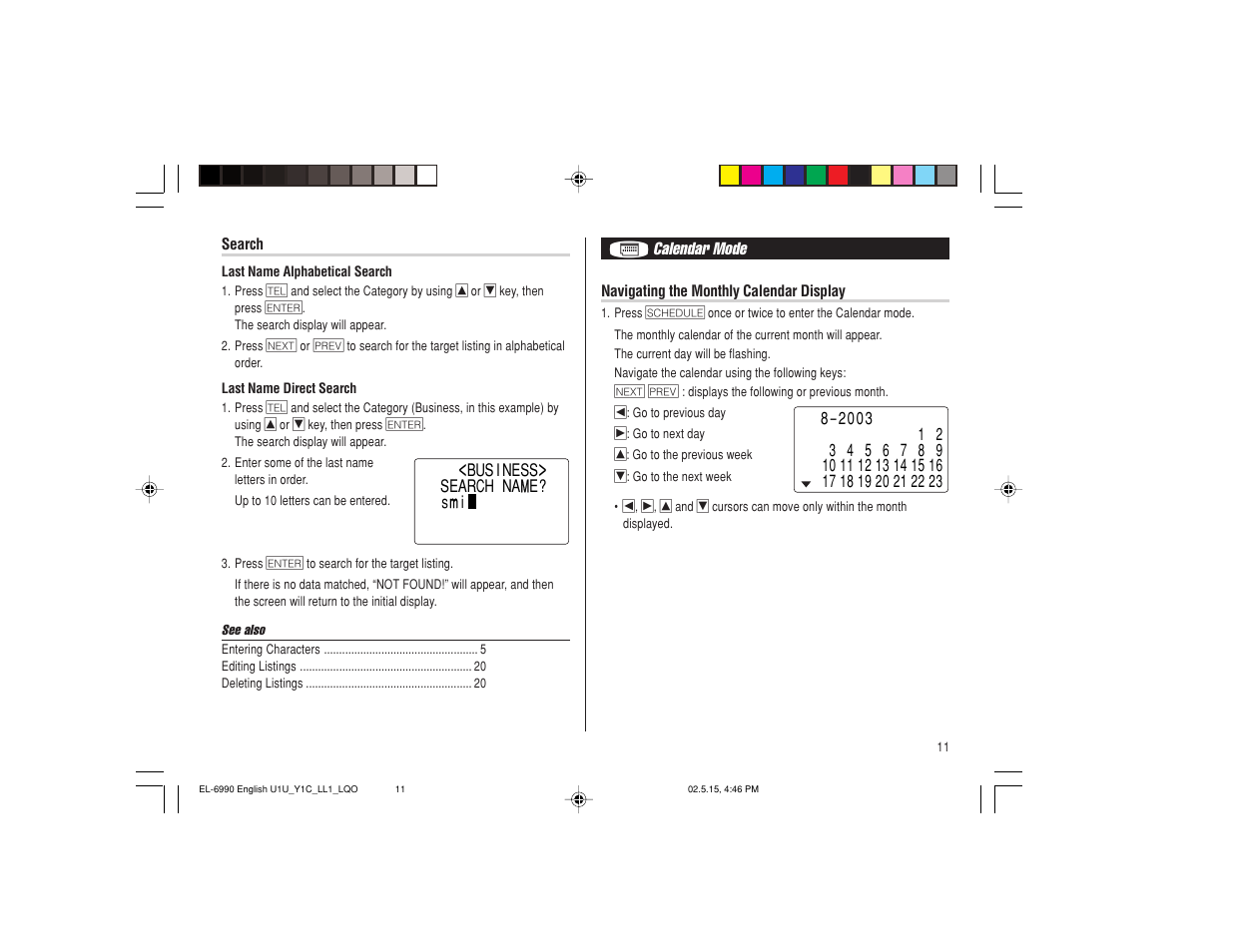 Sharp Electronic Organizer EL-6990 User Manual | Page 13 / 36