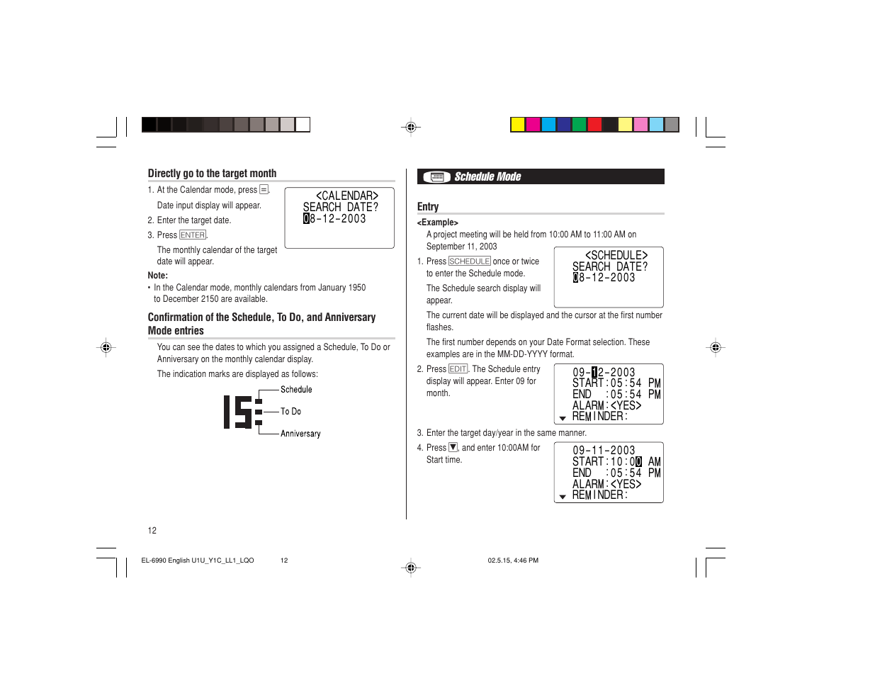 Sharp Electronic Organizer EL-6990 User Manual | Page 14 / 36