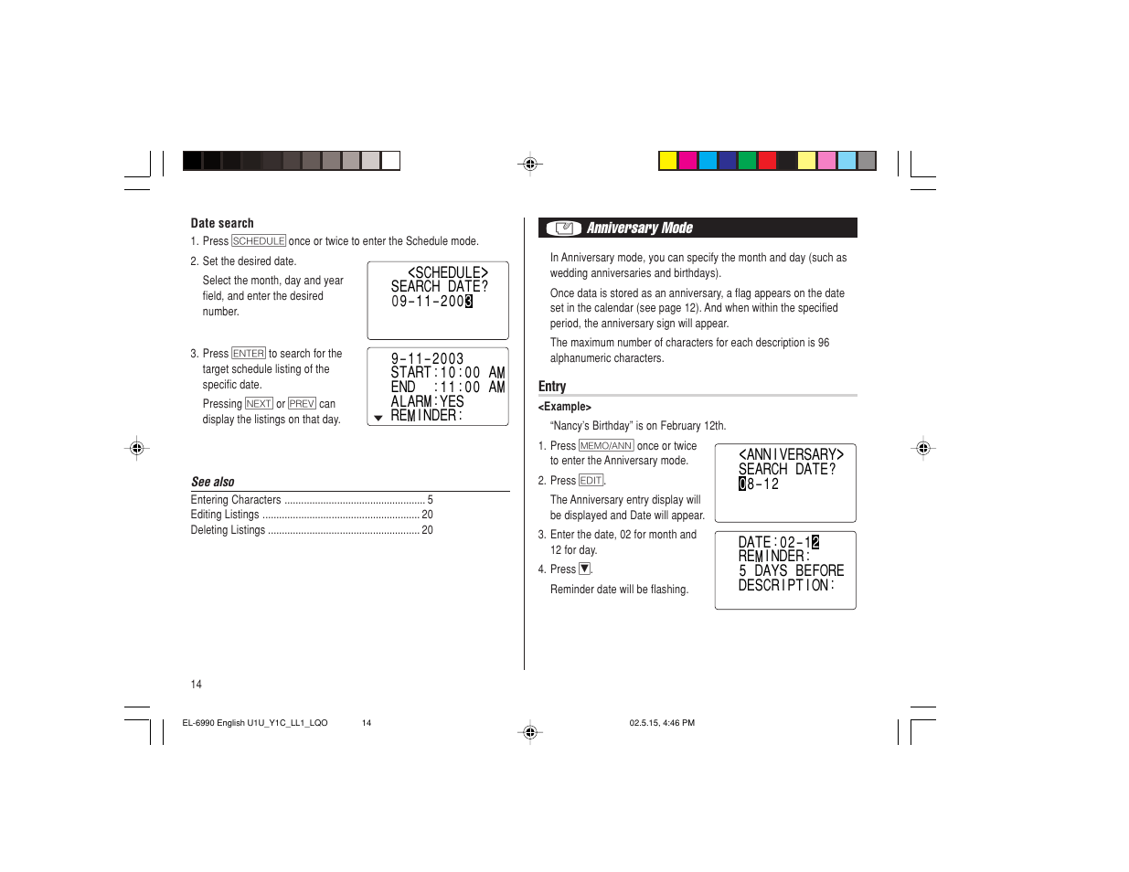 Sharp Electronic Organizer EL-6990 User Manual | Page 16 / 36