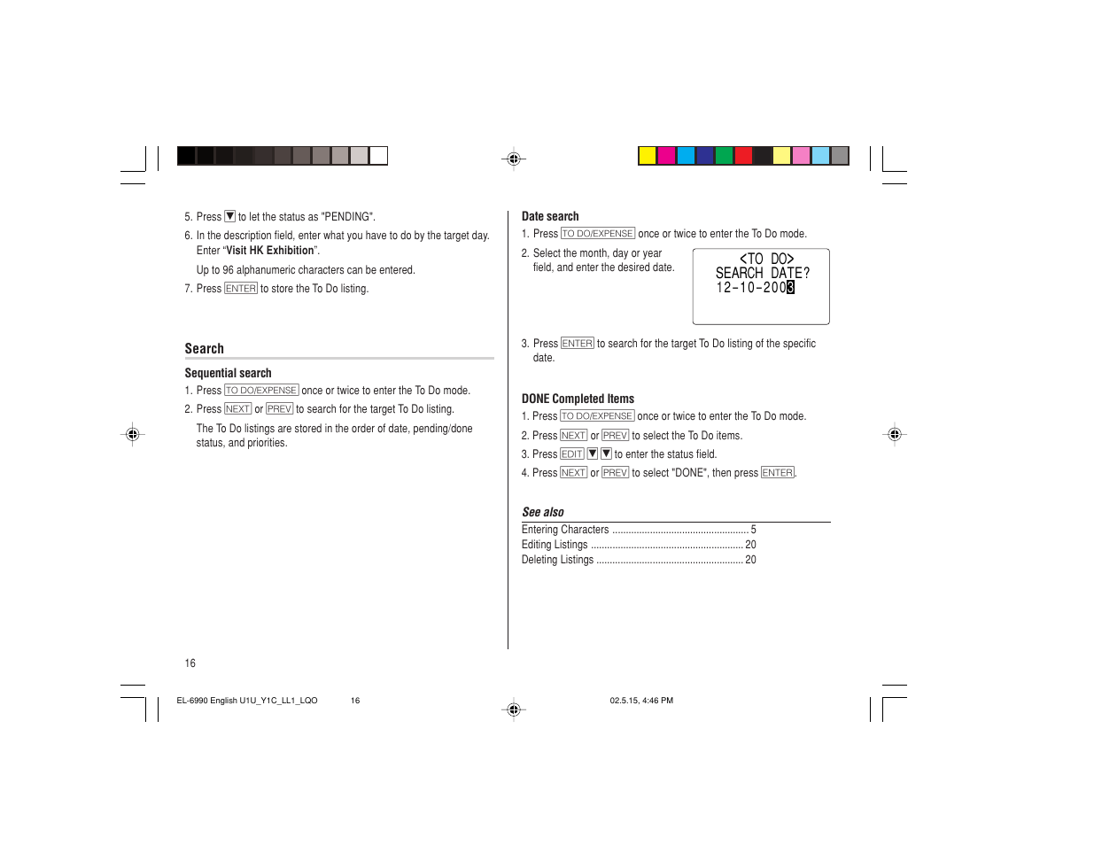 Sharp Electronic Organizer EL-6990 User Manual | Page 18 / 36