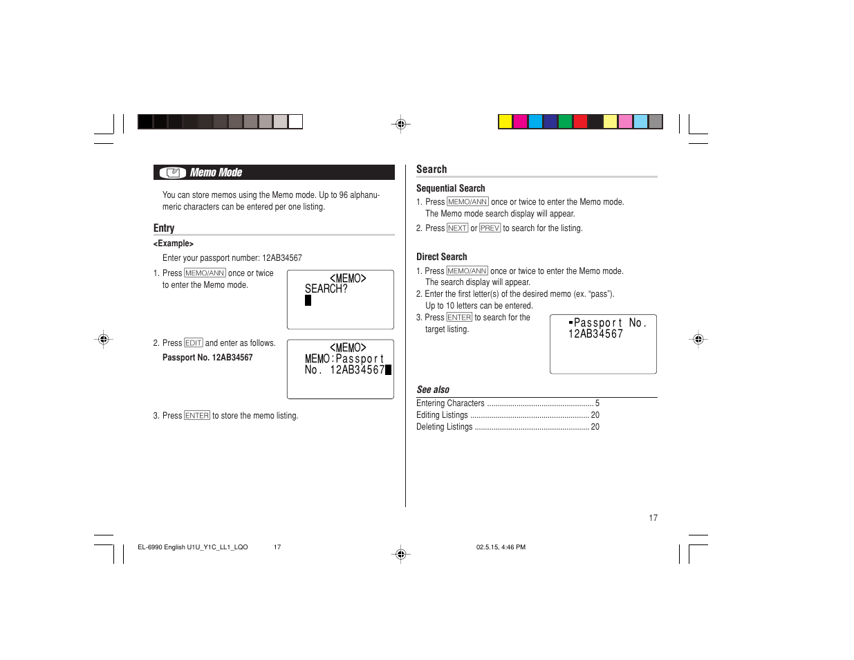 Sharp Electronic Organizer EL-6990 User Manual | Page 19 / 36