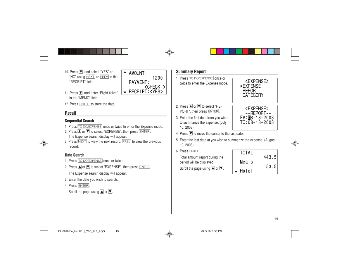 Sharp Electronic Organizer EL-6990 User Manual | Page 21 / 36