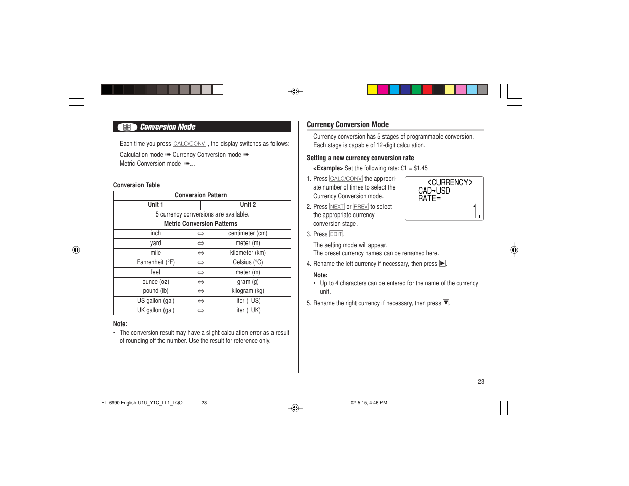 Sharp Electronic Organizer EL-6990 User Manual | Page 25 / 36