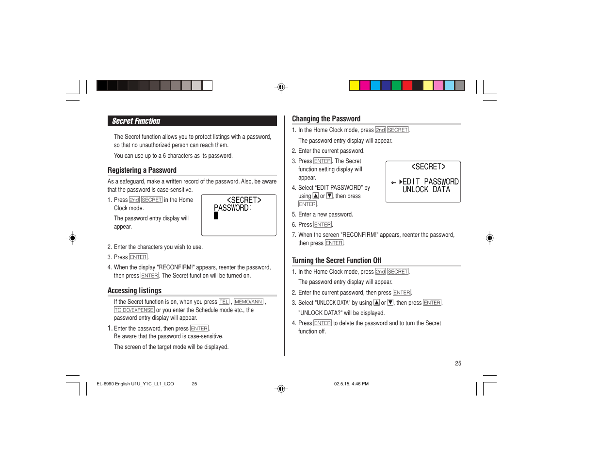 Sharp Electronic Organizer EL-6990 User Manual | Page 27 / 36