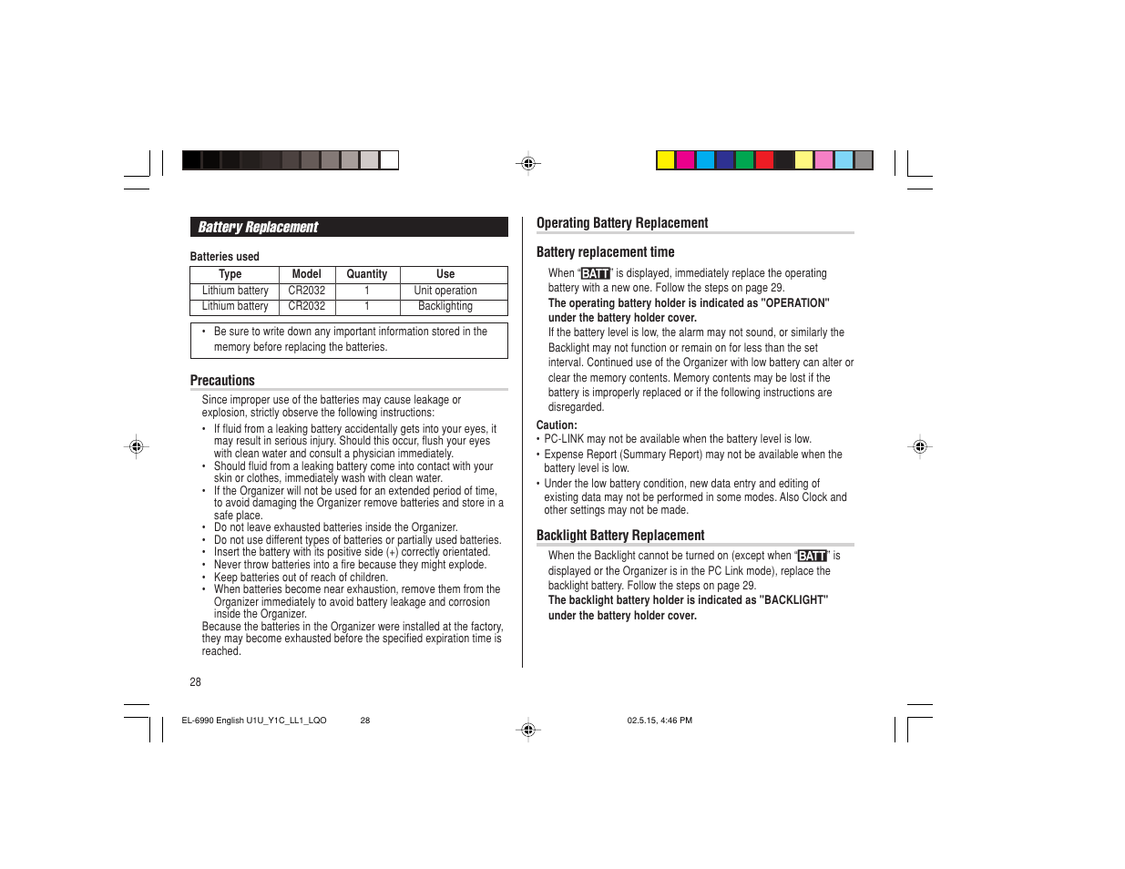 Sharp Electronic Organizer EL-6990 User Manual | Page 30 / 36