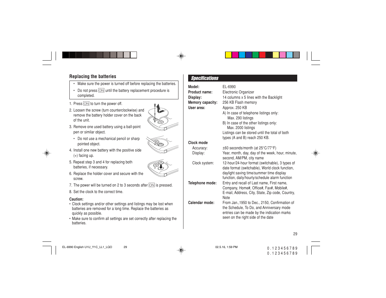 Sharp Electronic Organizer EL-6990 User Manual | Page 31 / 36