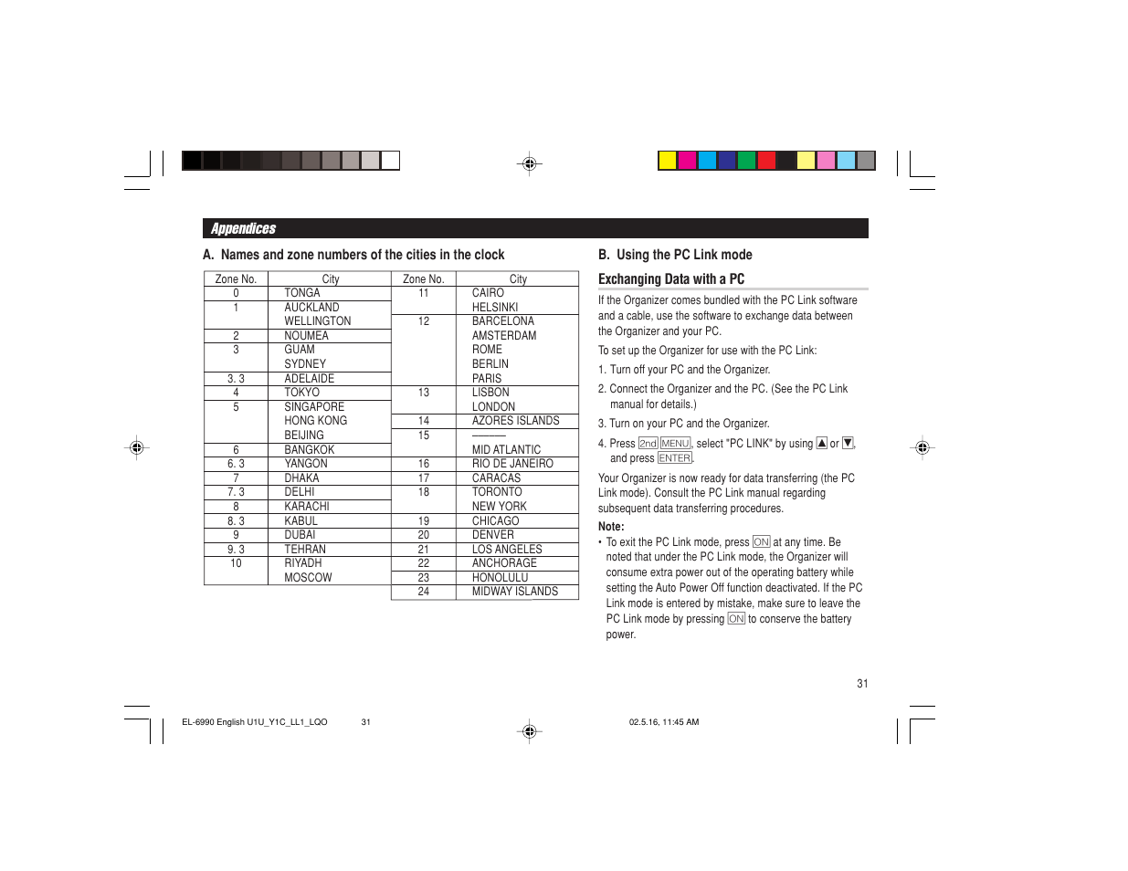 Sharp Electronic Organizer EL-6990 User Manual | Page 33 / 36