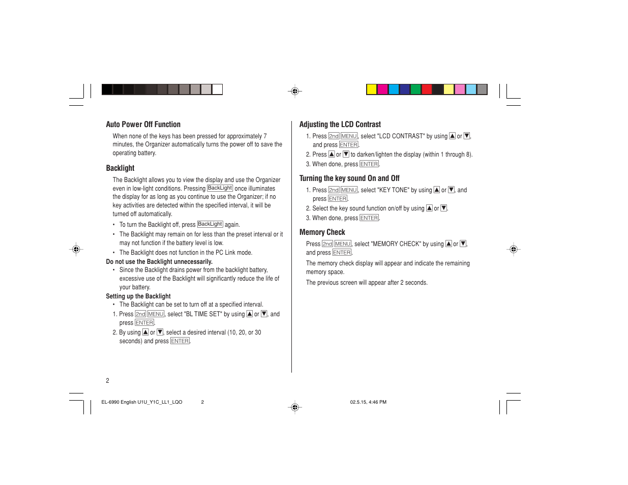 Sharp Electronic Organizer EL-6990 User Manual | Page 4 / 36