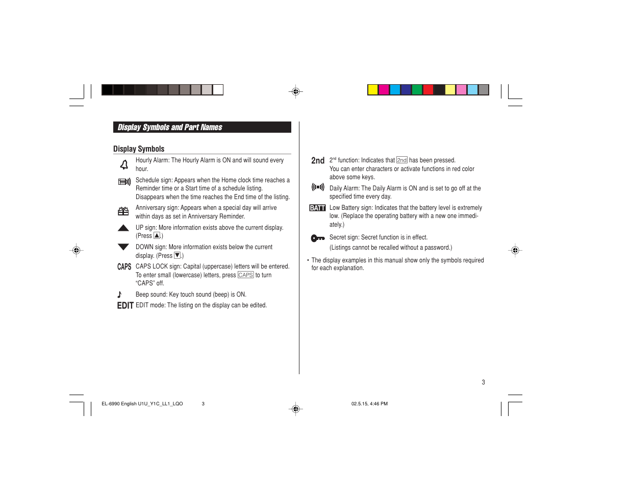 Sharp Electronic Organizer EL-6990 User Manual | Page 5 / 36