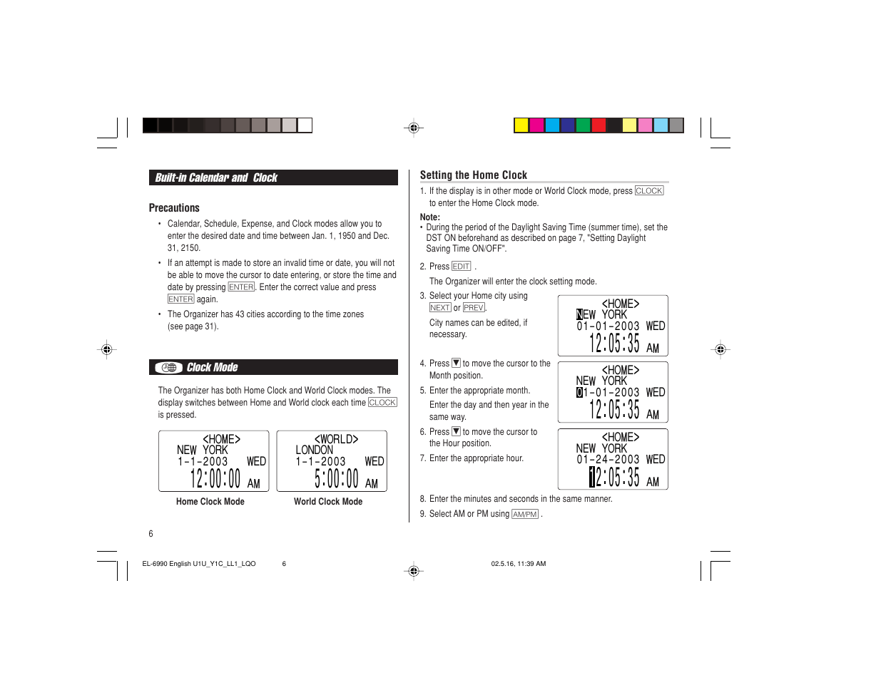 Sharp Electronic Organizer EL-6990 User Manual | Page 8 / 36