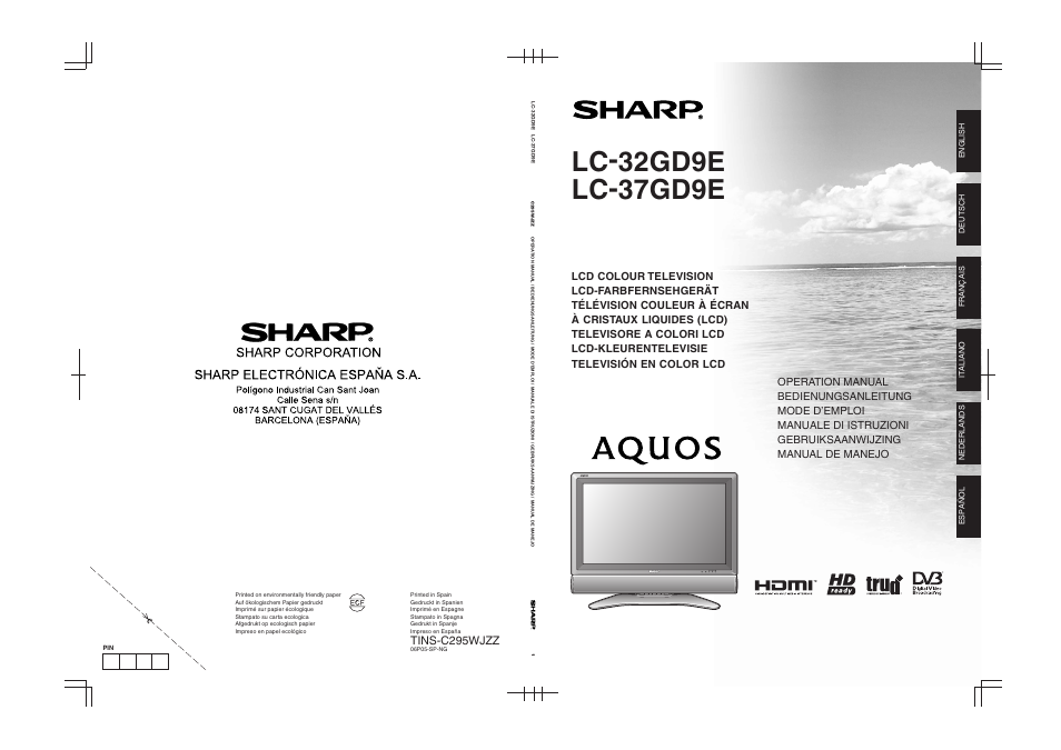Sharp Aquos LC 32GD9E User Manual | 40 pages