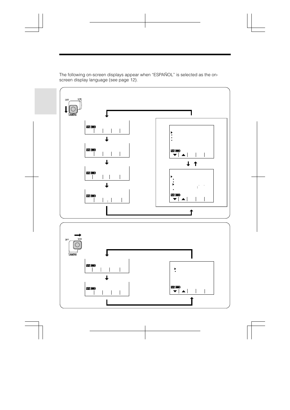 Spanish on-screen displays, Preparation | Sharp VL-A110U User Manual | Page 24 / 72