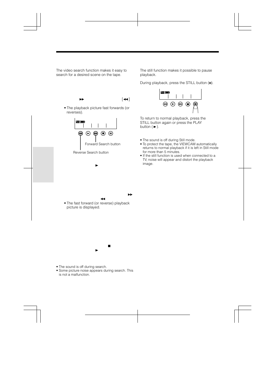 Still, Video search | Sharp VL-A110U User Manual | Page 32 / 72