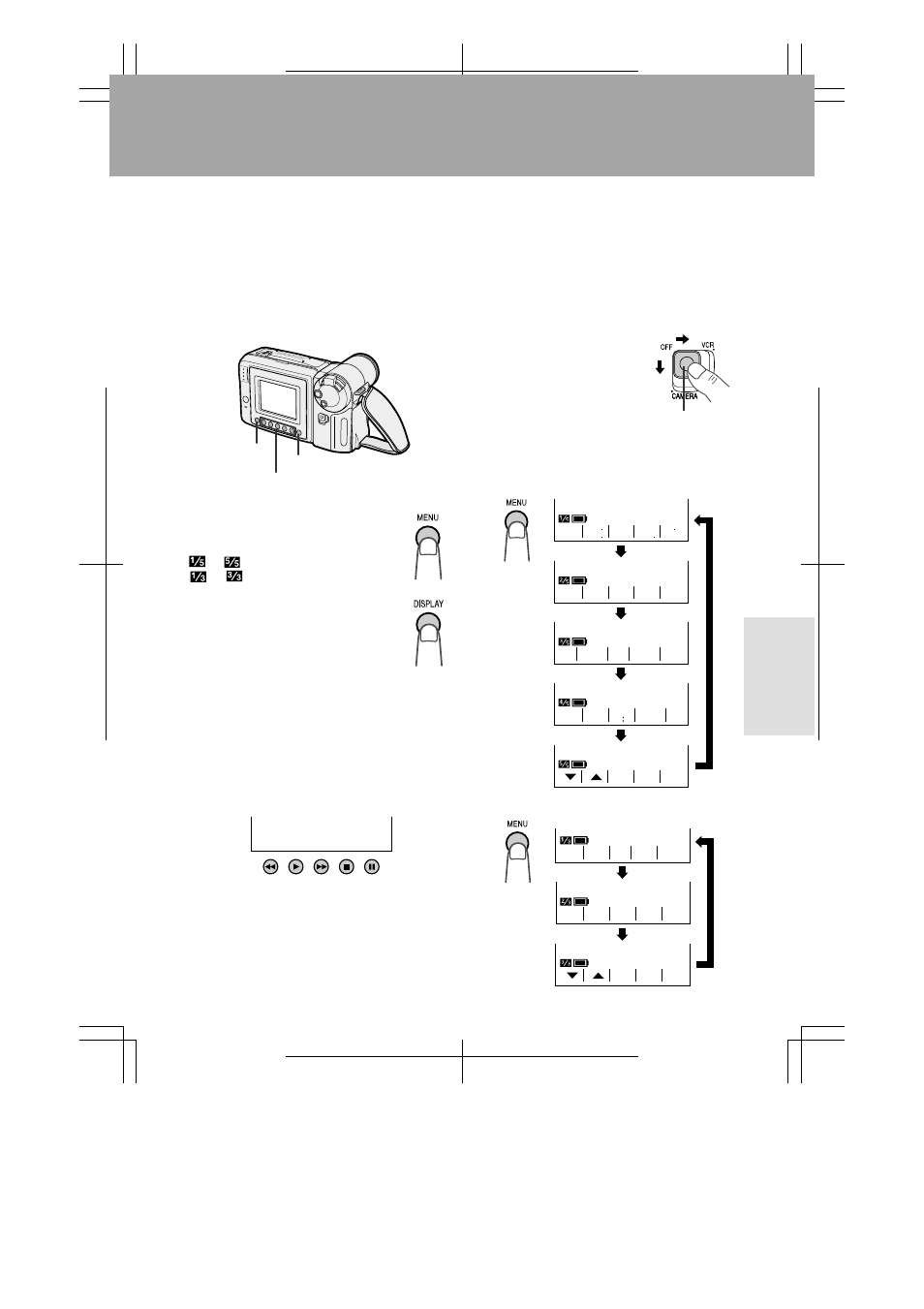 Operations of the on-screen controls, Selecting the mode/menu screens, Using the control buttons | Useful features | Sharp VL-A110U User Manual | Page 33 / 72