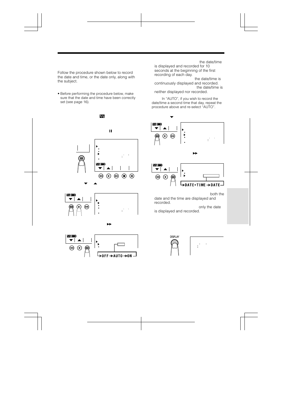 Recording the date and time | Sharp VL-A110U User Manual | Page 35 / 72