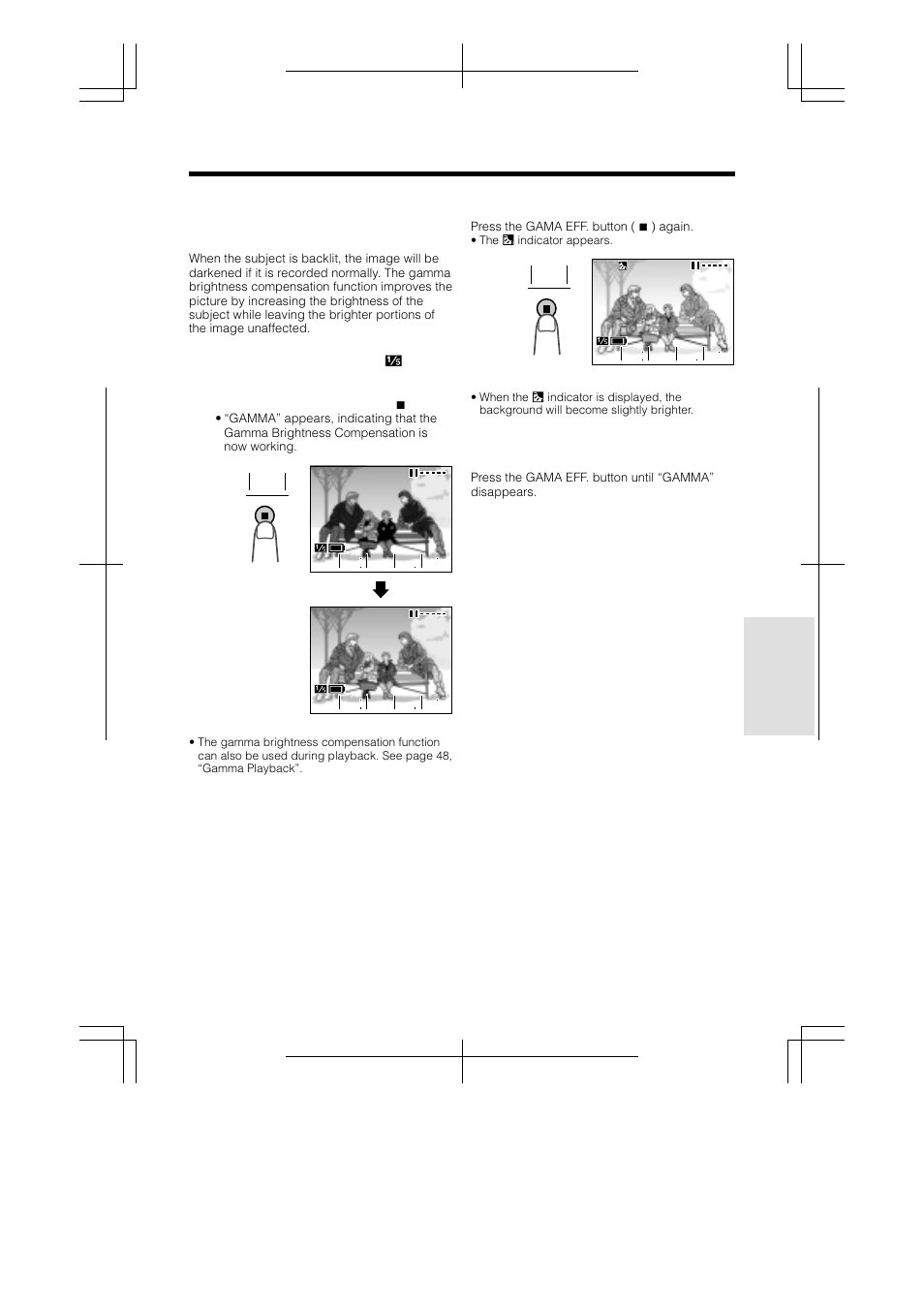Gamma brightness compensation | Sharp VL-A110U User Manual | Page 39 / 72