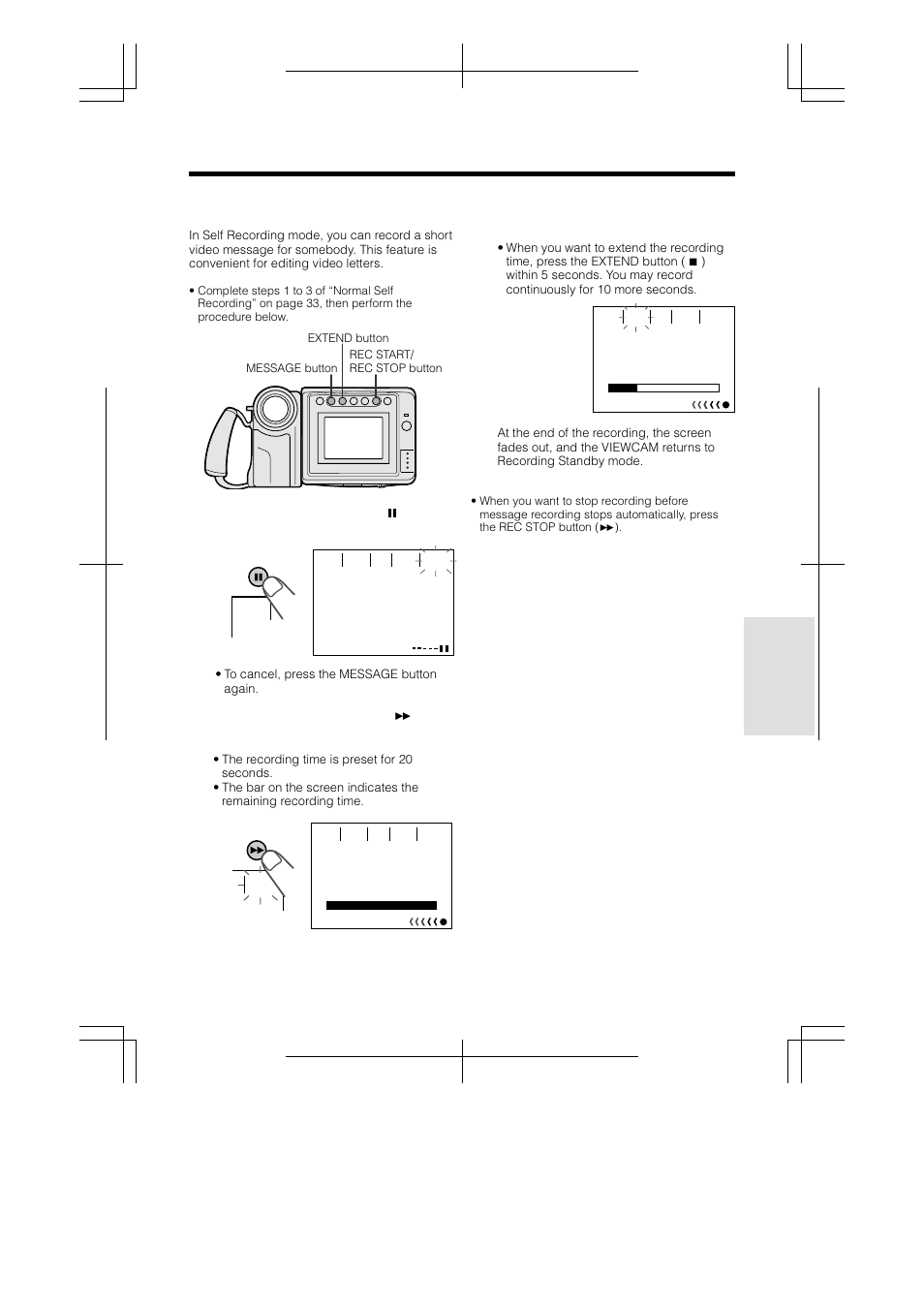 Self-recording message | Sharp VL-A110U User Manual | Page 43 / 72