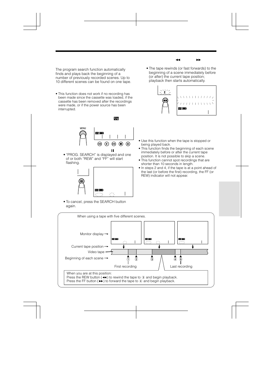 Program search, Prog. se arch | Sharp VL-A110U User Manual | Page 45 / 72
