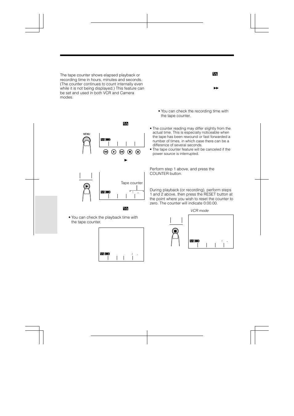 Tape counter feature, Useful features, Using the counter | Sharp VL-A110U User Manual | Page 46 / 72