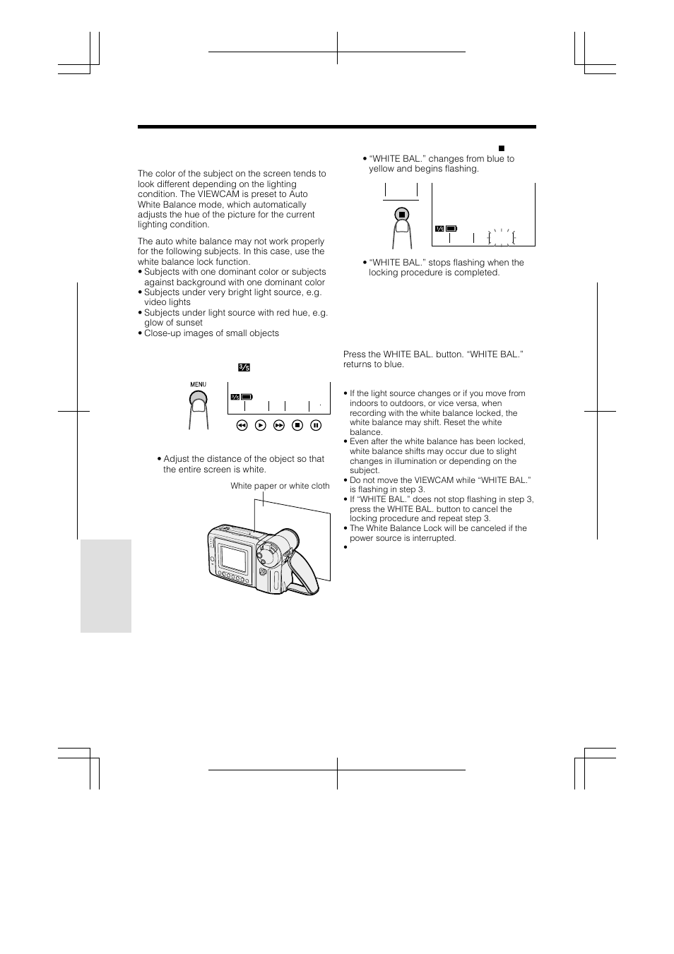 White balance lock, Advanced features | Sharp VL-A110U User Manual | Page 54 / 72