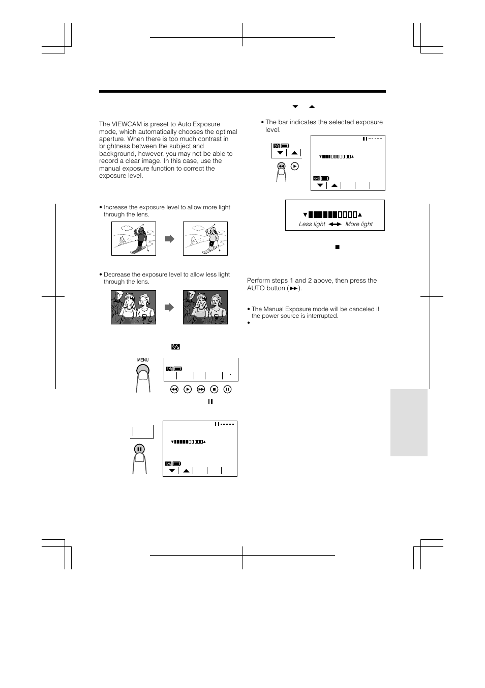 Manual exposure | Sharp VL-A110U User Manual | Page 55 / 72