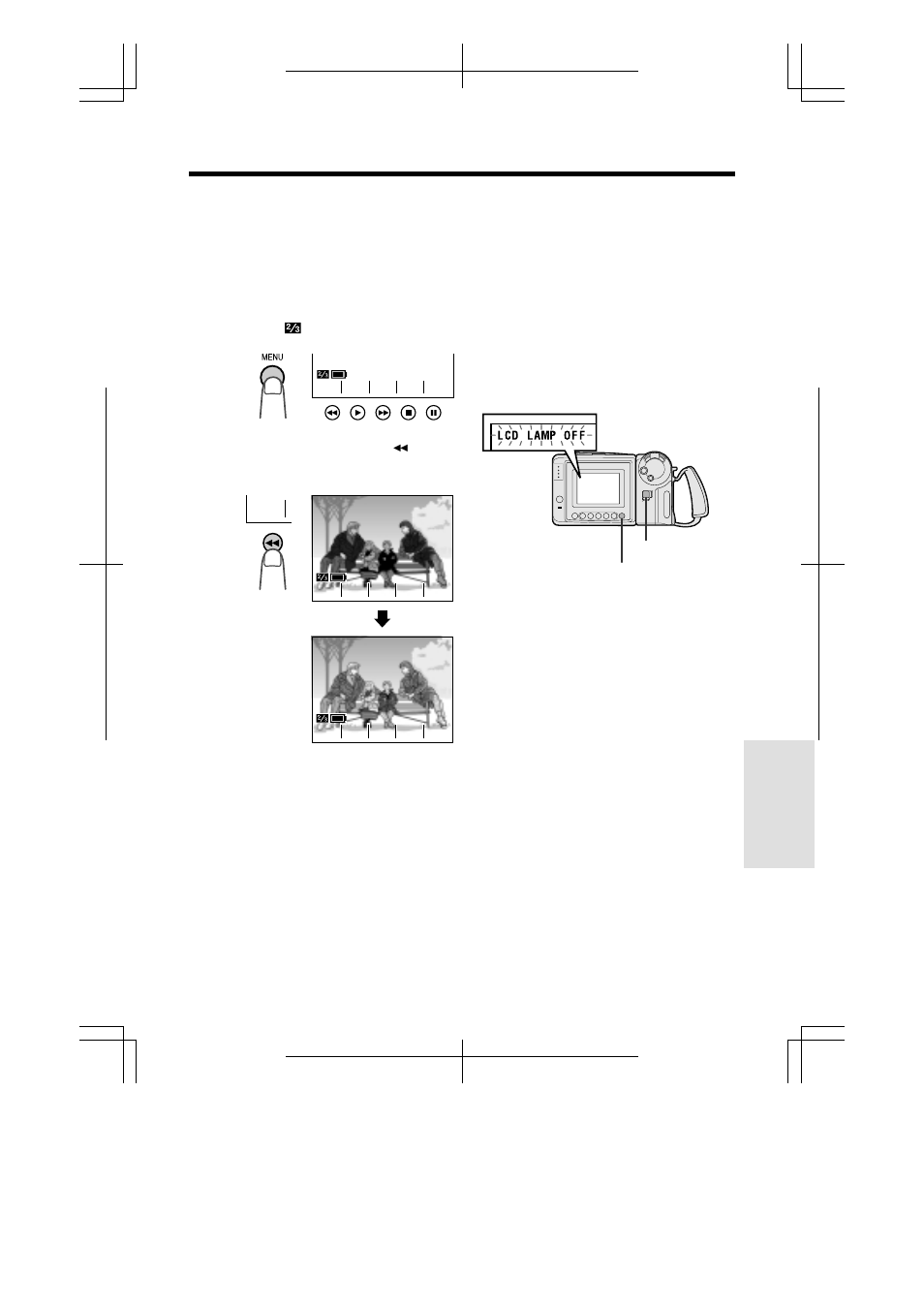 Gamma playback, Turning off the lcd monitor backlight | Sharp VL-A110U User Manual | Page 57 / 72