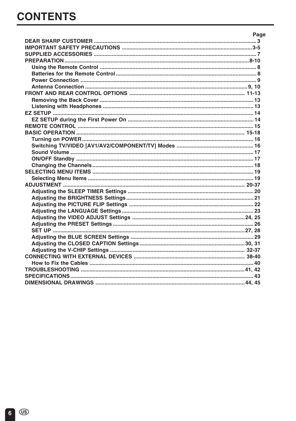 Sharp Aquos LC 15E1U User Manual | Page 7 / 49