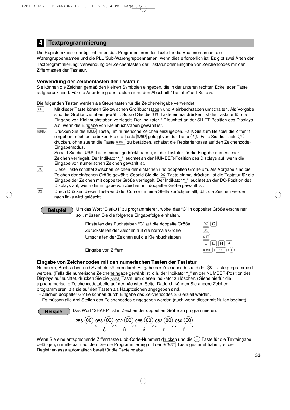 N 0 1 | Sharp XE-A201 User Manual | Page 103 / 276