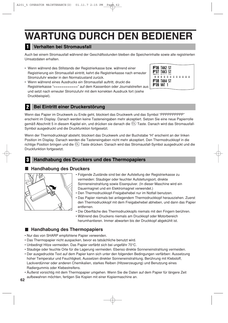 Wartung durch den bediener | Sharp XE-A201 User Manual | Page 132 / 276