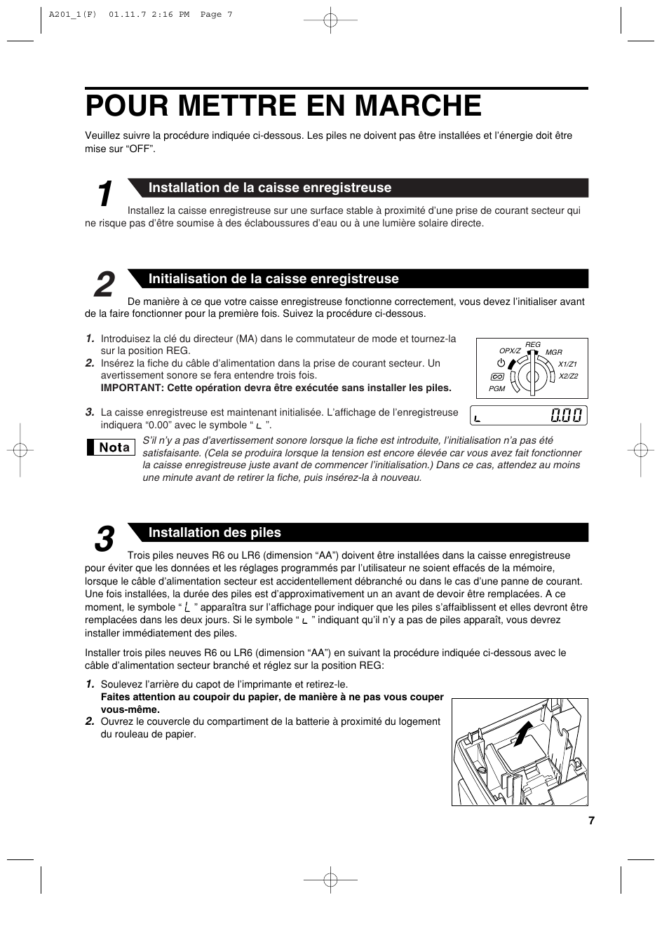 Pour mettre en marche | Sharp XE-A201 User Manual | Page 145 / 276