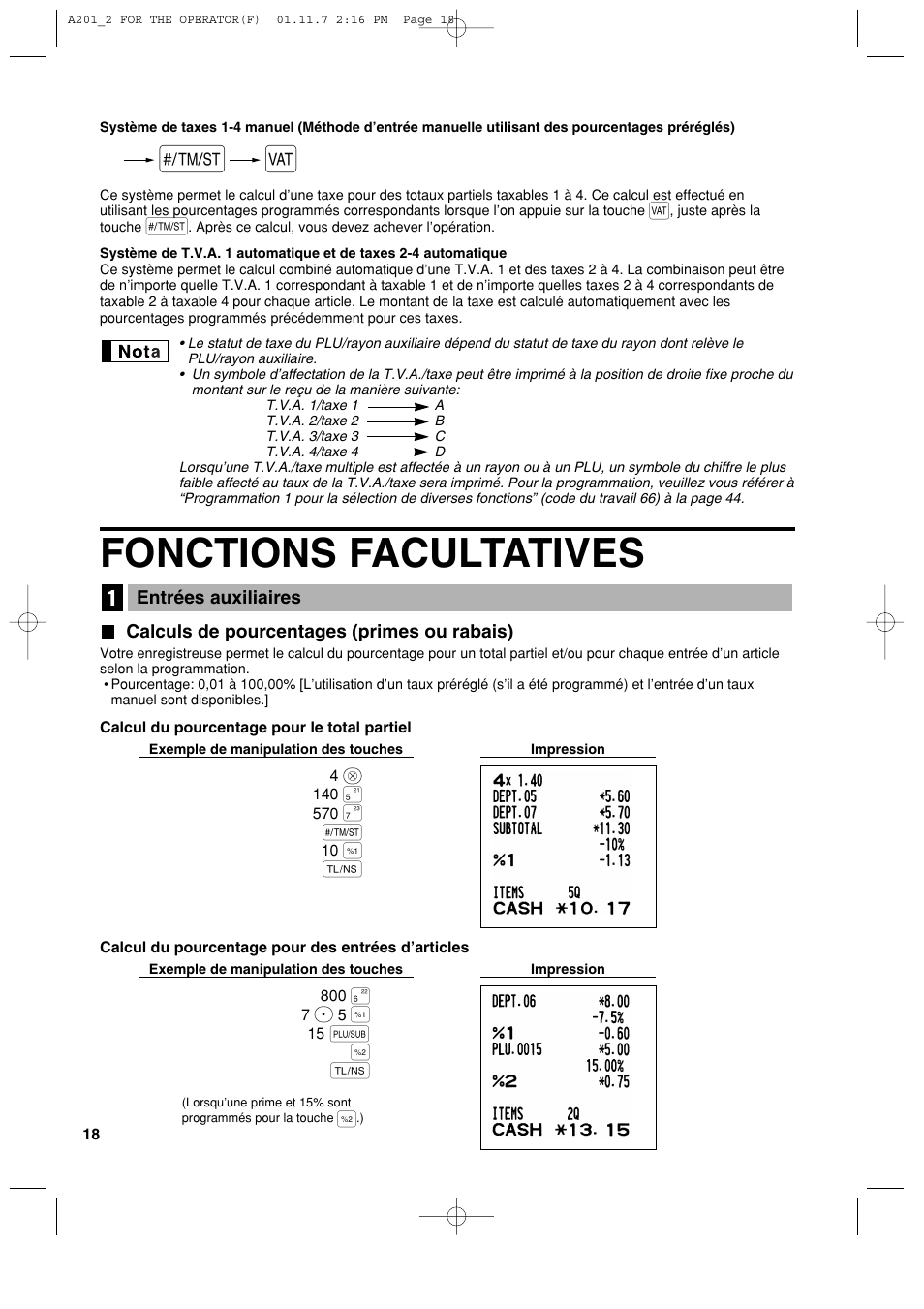 Fonctions facultatives | Sharp XE-A201 User Manual | Page 156 / 276