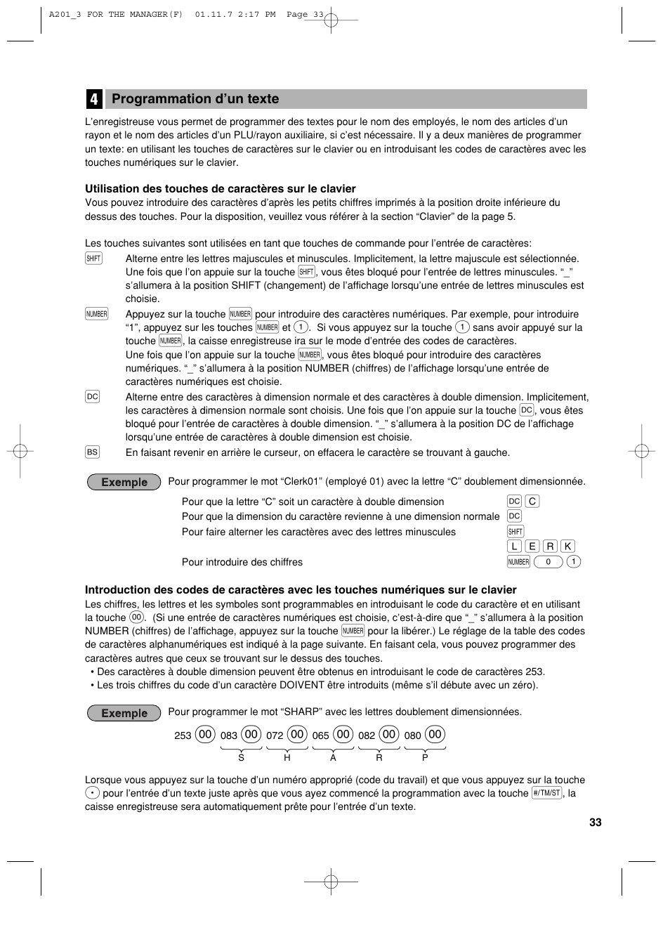 N 0 1 | Sharp XE-A201 User Manual | Page 171 / 276
