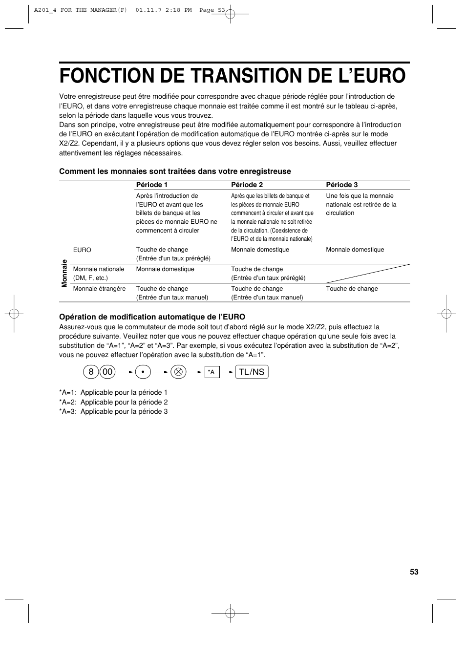 Fonction de transition de l’euro | Sharp XE-A201 User Manual | Page 191 / 276