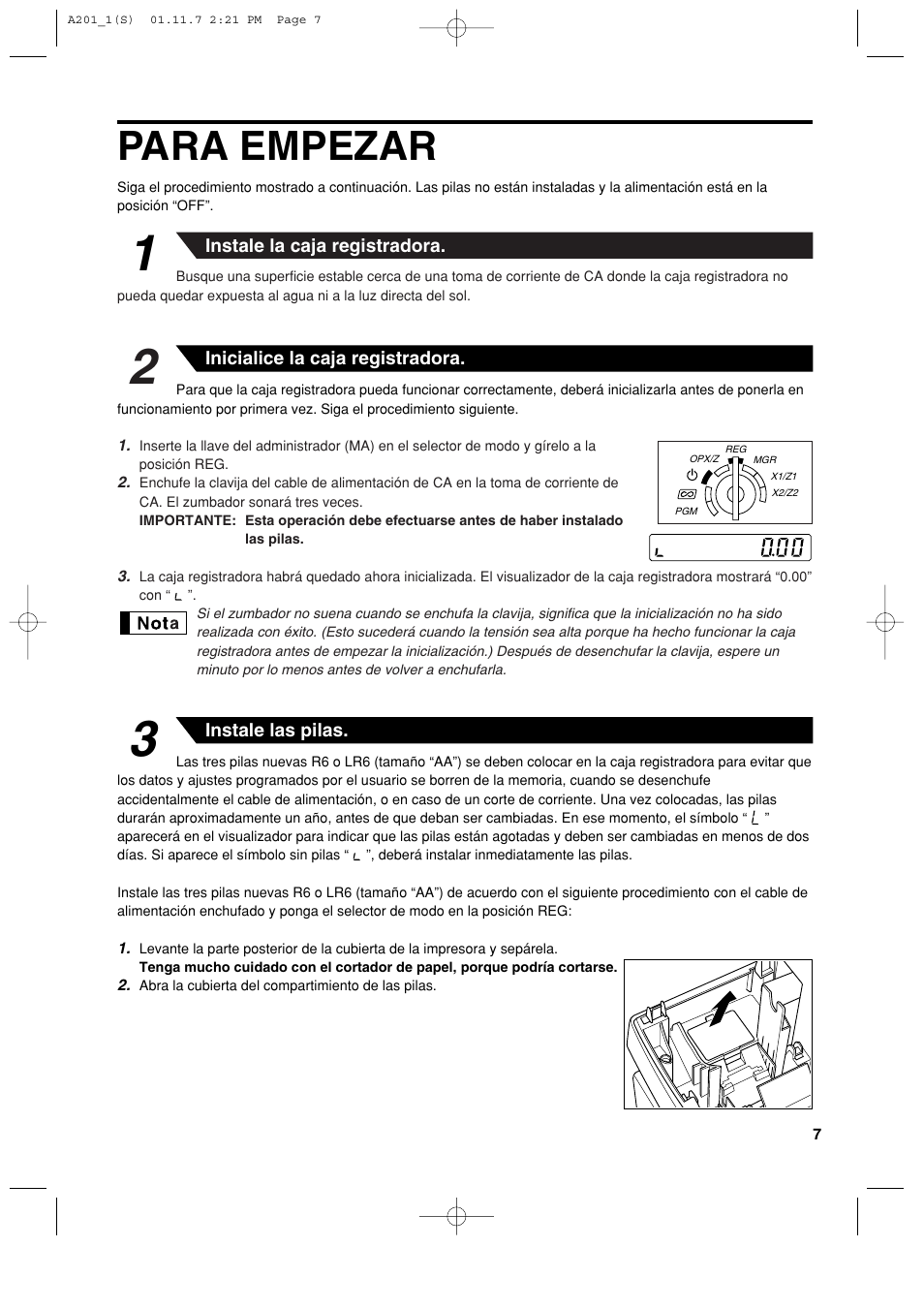 Para empezar | Sharp XE-A201 User Manual | Page 213 / 276