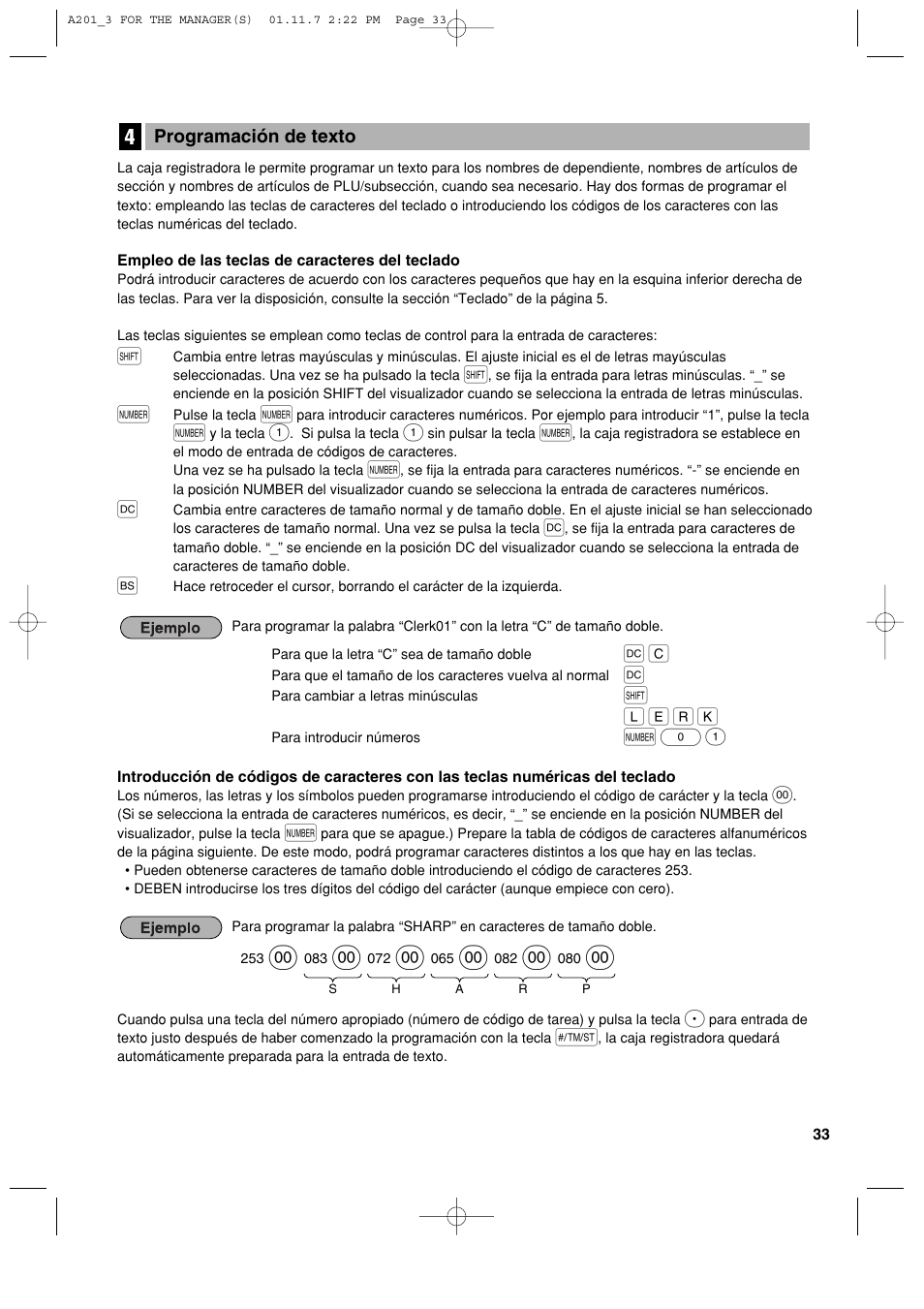 N 0 1 | Sharp XE-A201 User Manual | Page 239 / 276