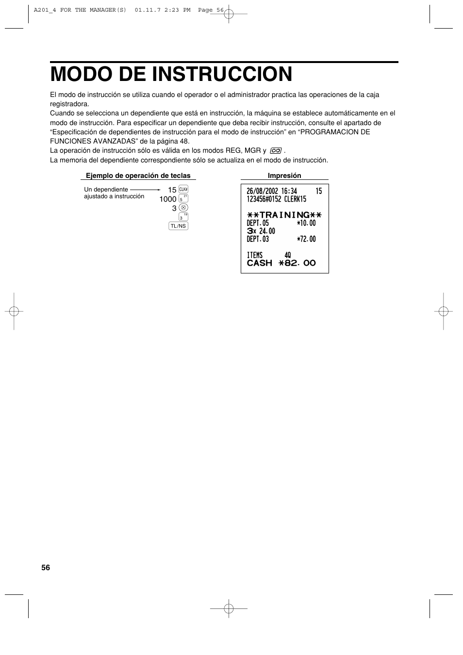 Modo de instruccion | Sharp XE-A201 User Manual | Page 262 / 276