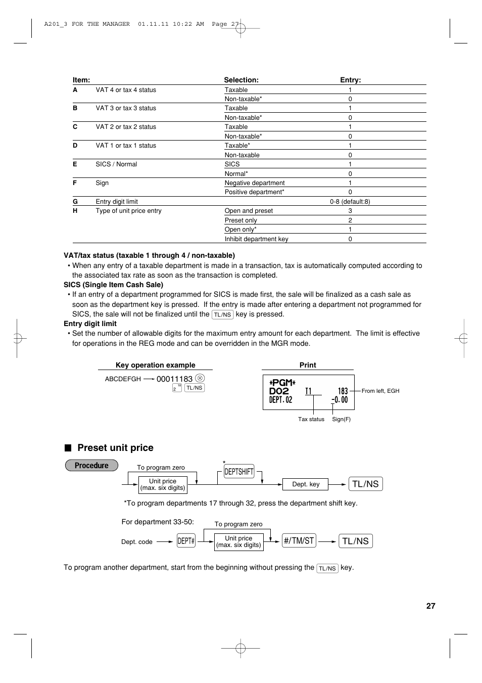Preset unit price | Sharp XE-A201 User Manual | Page 29 / 276