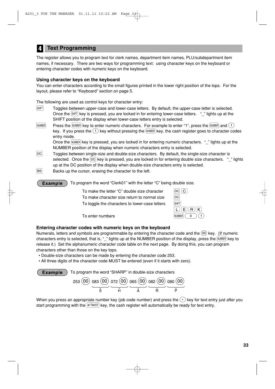 N 0 1 | Sharp XE-A201 User Manual | Page 35 / 276