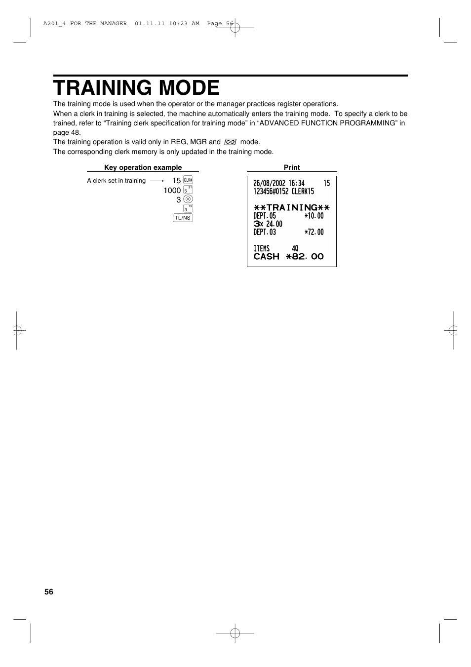 Training mode | Sharp XE-A201 User Manual | Page 58 / 276