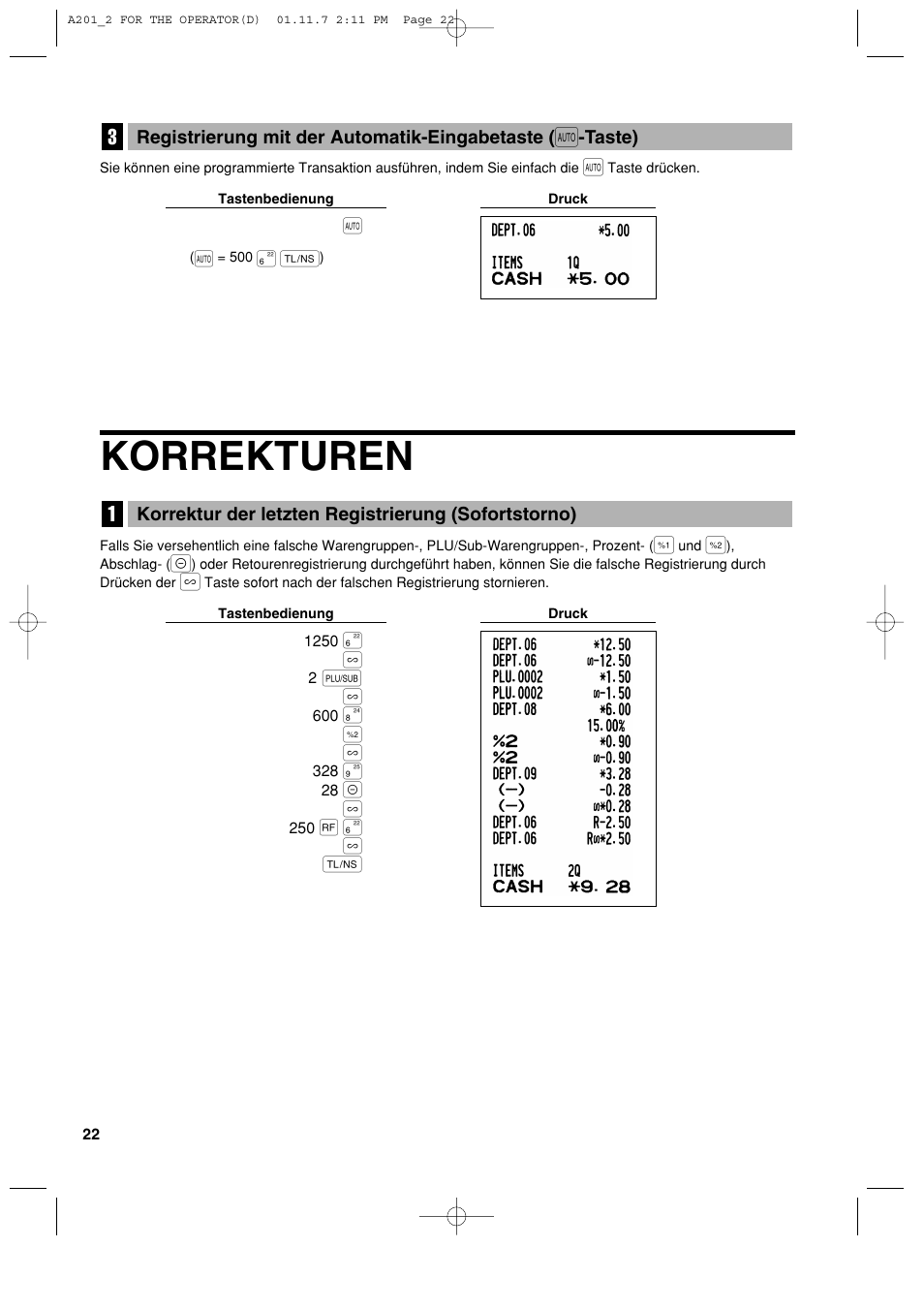 Korrekturen | Sharp XE-A201 User Manual | Page 92 / 276